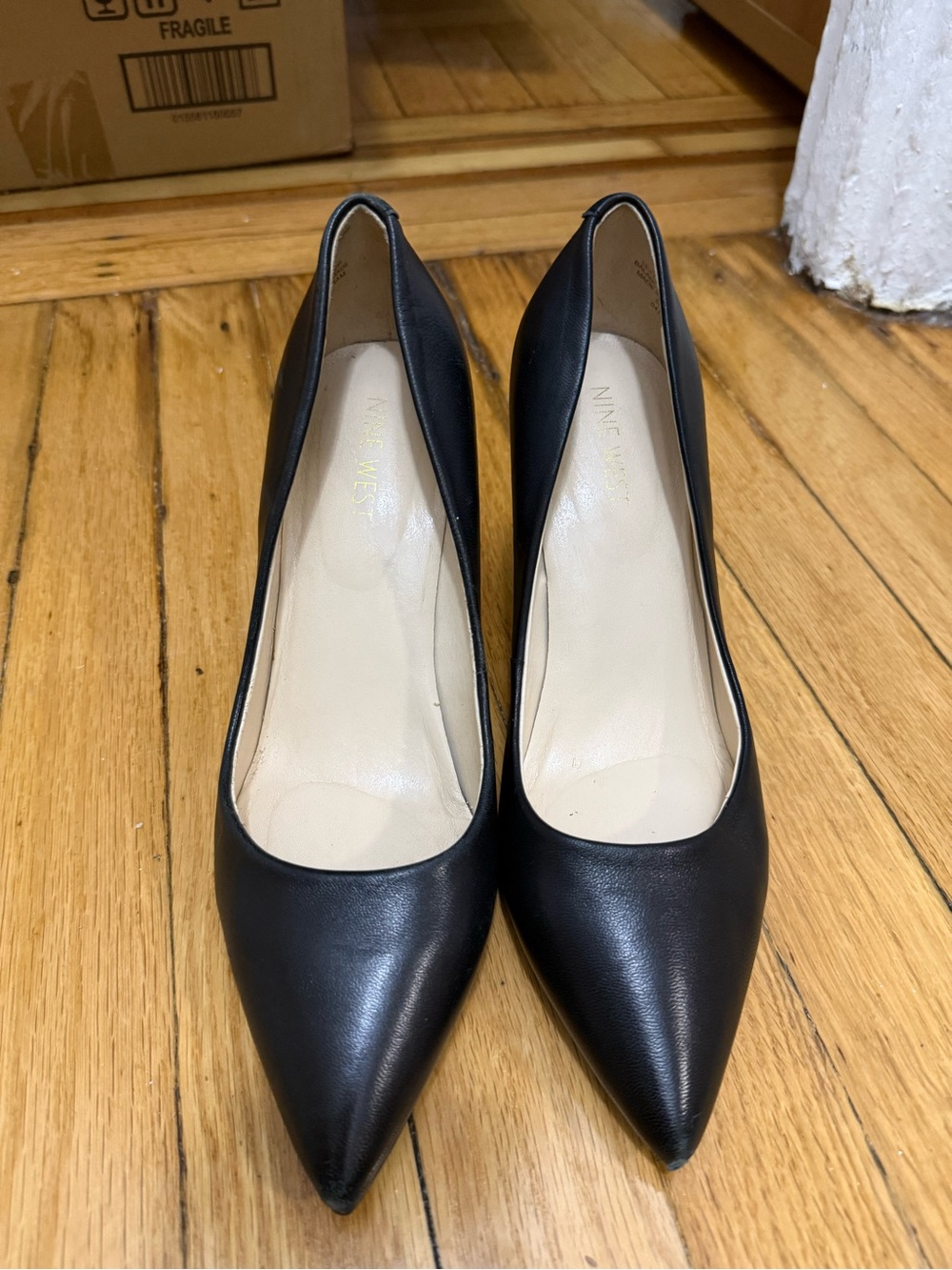 Nine West Black Pointed Leather Pumps